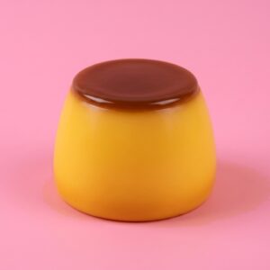 Crunchy caramel pudding squishy with a brown caramel top