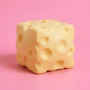 Large yellow crunchy cheese cube squishy with holes