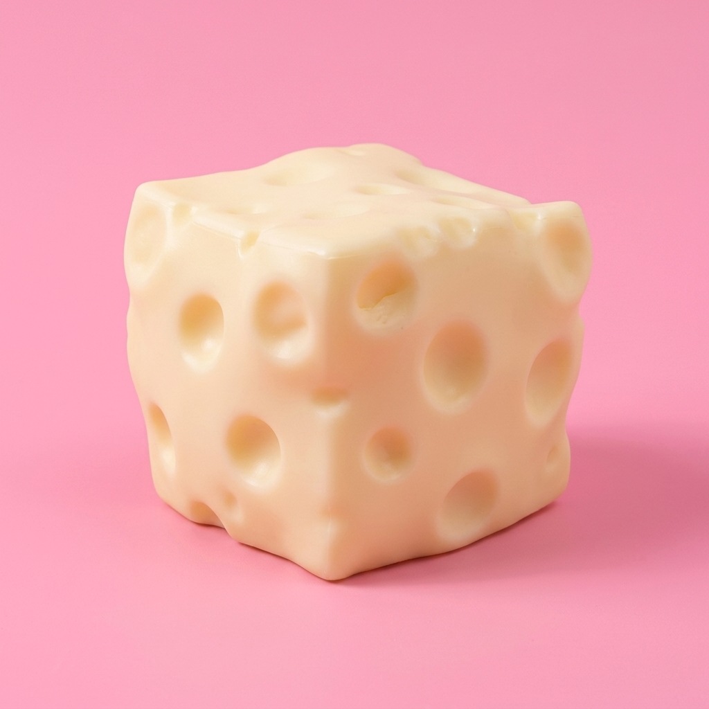 Pale yellow mouldable cheese cube squishy